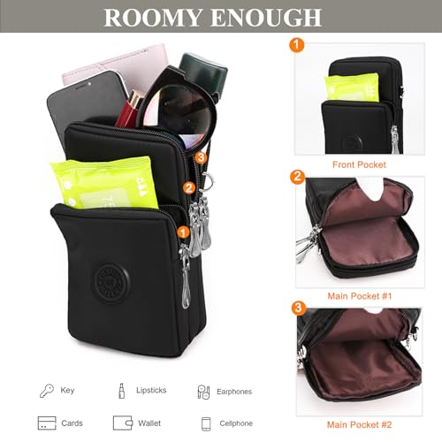Image of WITERY Waterproof Nylon Cute Crossbody Cell Phone Purse Smartphone Wallet Bag for Women