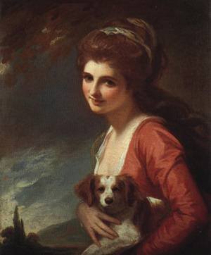 Peinture à l'huile Lady Hamilton par Romney, l'élégance romantique d'un portrait