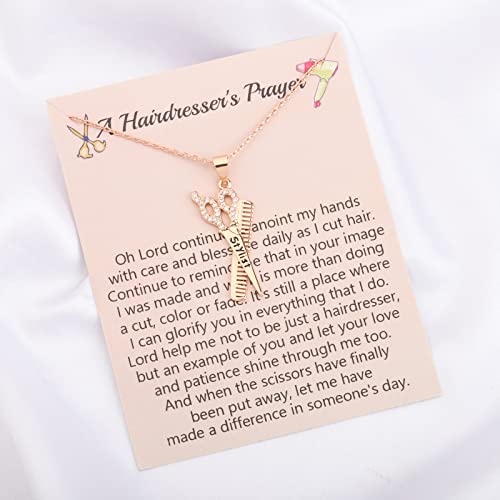 FUSTMW Hairstylist Gifts Scissor Necklace Comb Pendant Scissors Jewelry Stylist Cosmetology Student Hairdresser Gift3