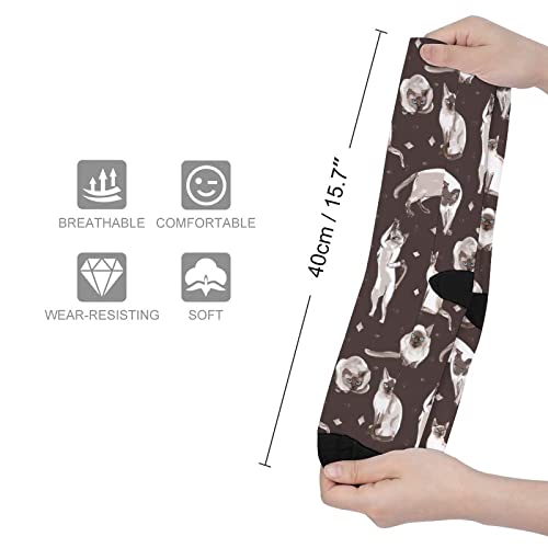 Image of Siamese Cat Color Matching Boot Socks Over The Calf Tube Knee High Long, One Size