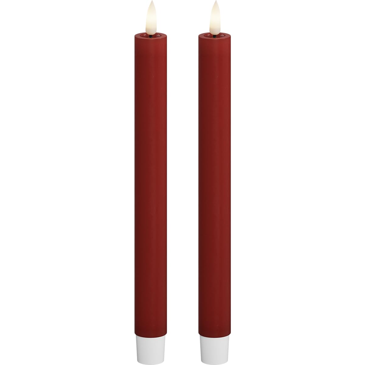 Deluxe Homeart Bourgogne Indoor Flameless Led Taper Dinner Candle 2 Set - With Real Flame™ Technology - Battery Powered Candles (24 Cm, )