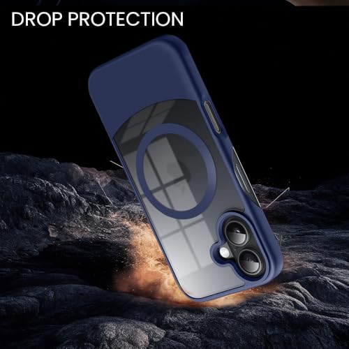 Image of KARWAN️Ultra-Hybrid Shockproof Back Cover with Mag-Safe Case foriPhone 16 | Camera Protection Bump |Shockproof Back Cover Case for iPhone 16 (PC & TPU, Smoked Matte Sides) Blue