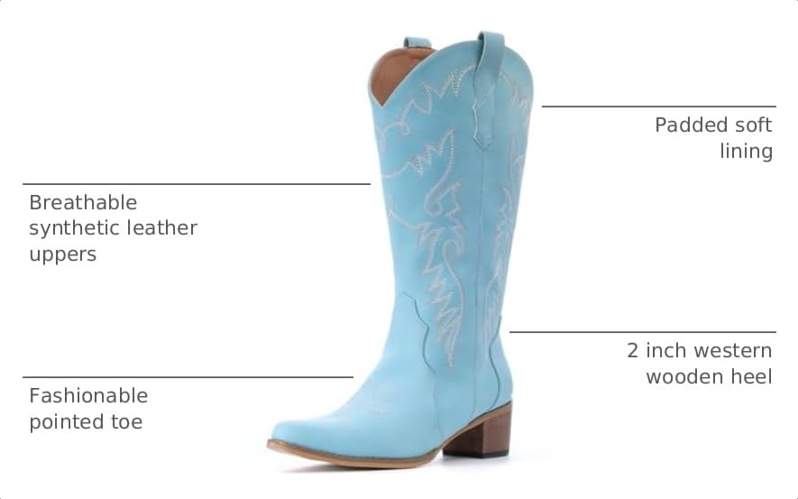 Image of IXU Cowboy Boots Women Pointy Toe Women's Mid Calf Western Cowgirl Boots