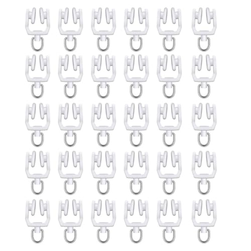 30 rodillos de riel de cortina resistentes con ganchos flexibles para un fácil deslizamiento en techo y ventana