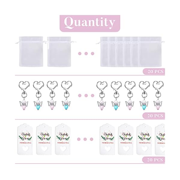 Wit & Work 20 colgantes de ángel de la guarda, incluyendo 20 bolsas de organza, 20 cartones blancos, 20 llavero de ángel… - Imagen 4