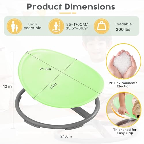 Image of BABAMU Spinning Chair for Autistic Kids, Sensory Swivel Chair, 220LBS Weight Capacity, Autism Sensory Products, Autism Toys, Sensory Toy (Green, Egg)