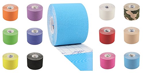 Tapefactory24 7 rollos de cinta de kinesiología, 5 cm x 5 m, azul, rosa, beige, negro, azul marino, verde y naranja