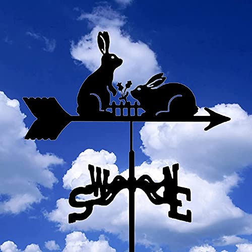 Veleta de metal resistente con diseño de conejo y soporte para tejado 6