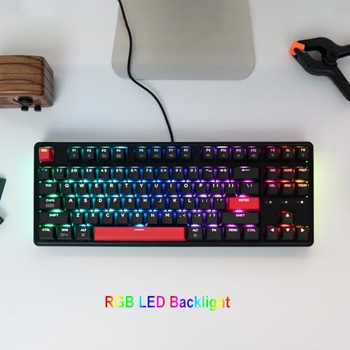 Image of Keychron C3 Pro QMK /VIA Custom Mechanical Keyboard, 8000 Polling Rate Hot Swappable Programmable 87 Keys Compact TKL Layout Gasket Mount, RGB Backlight Wired Gaming Keyboard with Super Red Switches