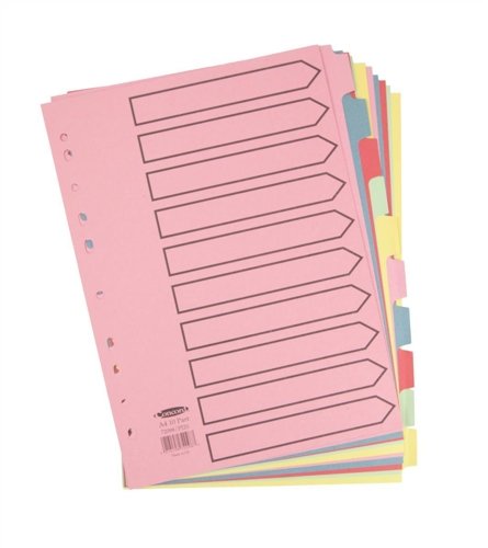 Concord Subject Dividers 230 Micron 10-Part Printed A4 Assorted Ref 72098/PJ20