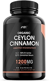 Organic Ceylon Cinnamon 1200mg - Potent 100% Sri Lanka Cinnamon Verum - Halal - 90 Vegan Capsules