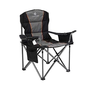 Chaise de Camping, Chaise de Camping Pliante, Grande Chaise de Camping Rembourrée avec Porte-gobelet et Sac isotherme – Noir