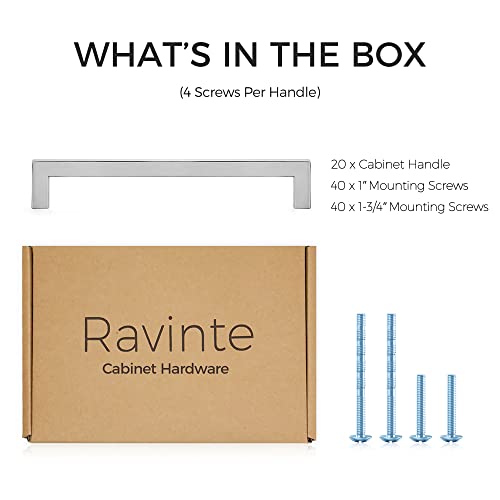 Image of Ravinte 20 Pack 7-1 /2 Inch Kitchen Square Cabinet Handles Satin Nickel Pulls Brushed Nickel Drawer Pulls Kitchen Cabinet Hardware for Cupboard Drawer Handles