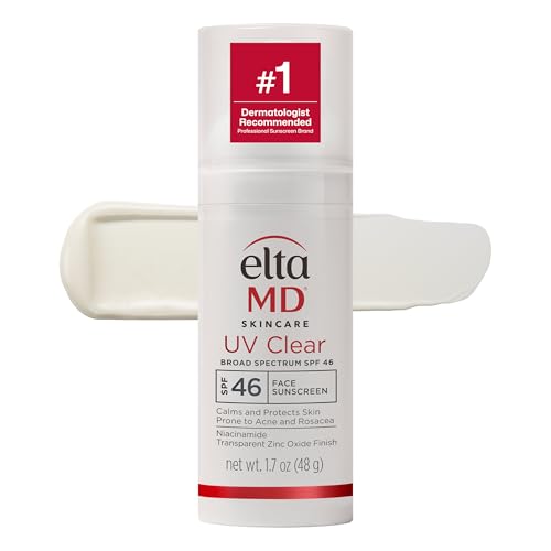 EltaMD UV Clear Face Sunscreen SPF 46, Oil Free for Face with Zinc Oxide, Dermatologist Recommended Sunscreen Lotion, For Acne-Prone Sensitive Skin, 1.7 oz Pump