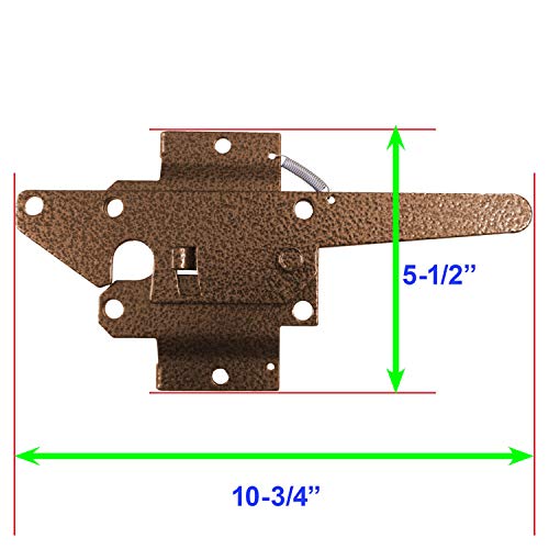 Wood Gate Latch W/Handle - Wood Fence Latch Gate Kit, Wood Fence Gate Latch Opens For Either Side Of Gate - Bronze Colored Powder Coated Wood Gate Hardware #TOP3