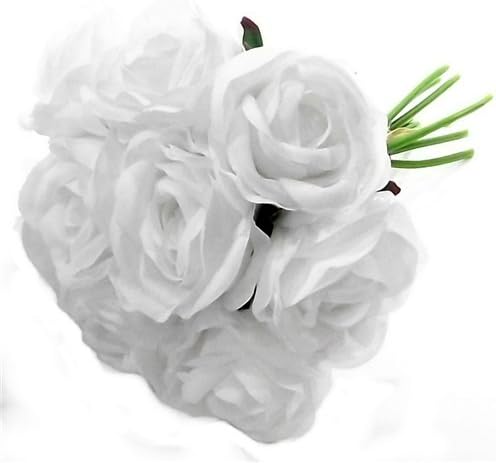 A1-Homes 27cm Bunch/Bundle of Artificial Roses - 9 Large Flower Heads - (1 Bunch, Cream/Ivory)