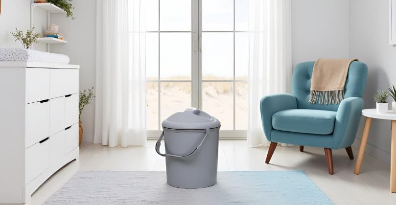 Rotho Babydesign Bella Bambina Windeleimer 11L mit Deckel, grau aus Kunststoff 5