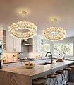 Crystal Chandeliers Modern Rings Pendant Light LED Dimmable Ceiling Light for Bedroom Dinning Room Kitchen Gold