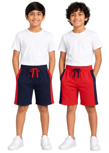 Image of Clotth Theory Boys Cotton Shorts Pack of 2 | Soft Breathable Fabric | Elastic Waist | Casual Wear Kids Comfortable Shorts