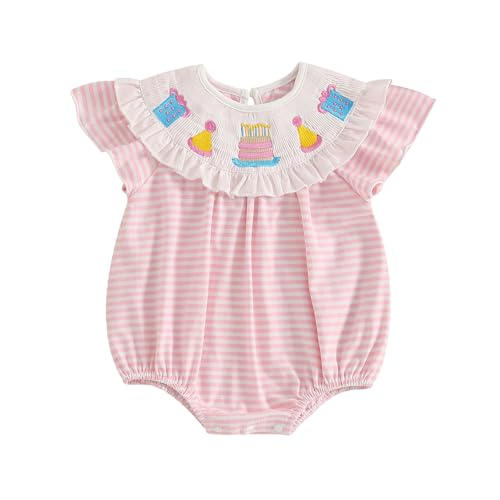 Newborn Infant Plaid Smocked Bubble Romper Cake Embroidery One Piece Jumpsuit Cute Baby Girl Birthday Clothes