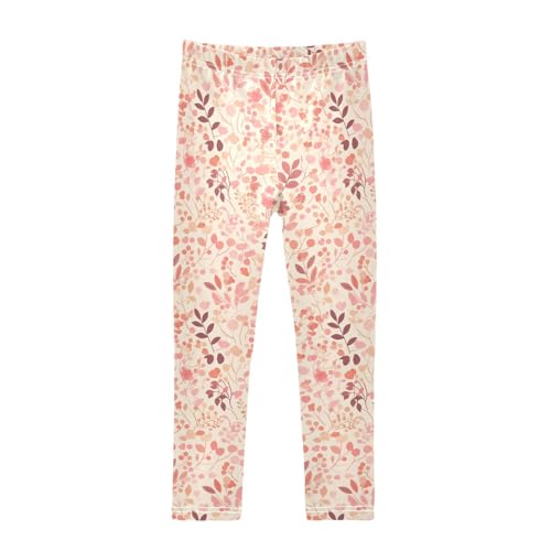 Pink Floral Plant Small Fresh Background Kids Baby Girls Legging Casual Full Length Dance Pants Running