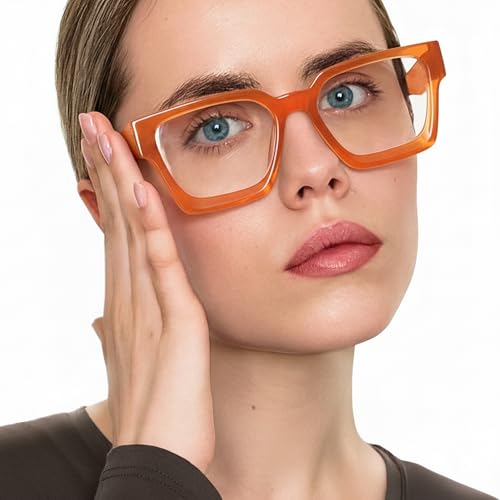 Image of livho Oversized Eyewear Frame for Woman and Men - Rectangle Fashion Glasses for Computer, Chic Preppy Frame