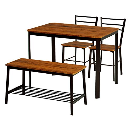 萩原 ダイニングテーブル ブラウン 片側ベンチタイプ 4点セット LDS-4934BR+