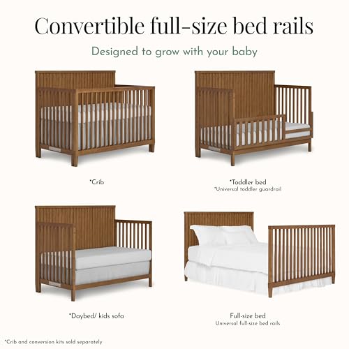 Image of Evolur Flynn Full-Size Bed Conversion Rails, Designed & Tested Cribs, Durable Hardwood Build with Secure Mattress Slats, Easy Assembly - Sedona