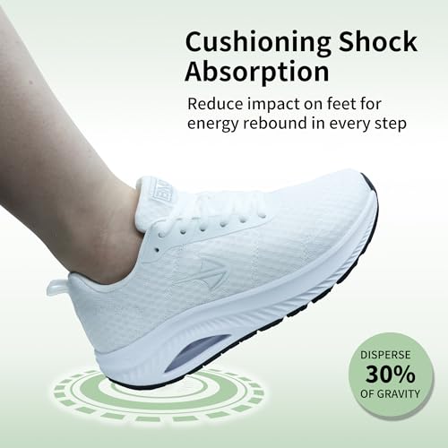 Image of Womens Wide Toe Box Walking Shoes with Arch Support Tennis Orthotic Sneakers Wide Width Shoes for Plantar Fasciitis Pain Relief White US 7.5