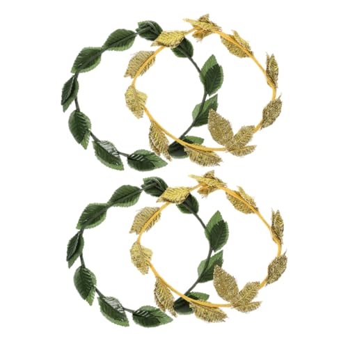 Mikikit 4 piezas de Dorada y Verde Tocado Romano para Bodas Fiestas Renacentistas y Disfraces de Carnaval Diadema Bohemia Inspirada Hadas y Diosas Cómodo y Versátil para Eventos Temáticos