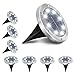 Lumière Solaire Extérieur Jardin au Sol LED 6000K Blanc Froid Étanche IP65 8PCS Lampes Solaires Extérieures pour Chemin Terrasse Cour Spots Solaires Encastrables Renforcé par 6 Naires et Éclairage