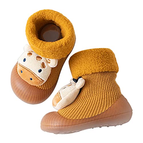 Kids Shoes Newborn Baby Girl Cotton Non Slip Floor Socks Baby Boy Rubber Sole Cartoon Socks Socks First Walking Shoes (Yellow, 24-36 Months)