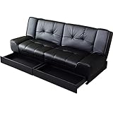 DORIS ドリス ソファーベッド シングル ソファベッド 174cm幅 収納付 レザー ブラック ベーネ【14331】…