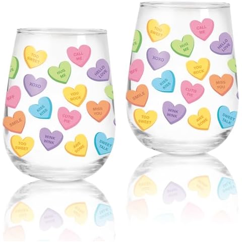 Whaline Valentine's Day Stemless Wine Glasses Set Cover