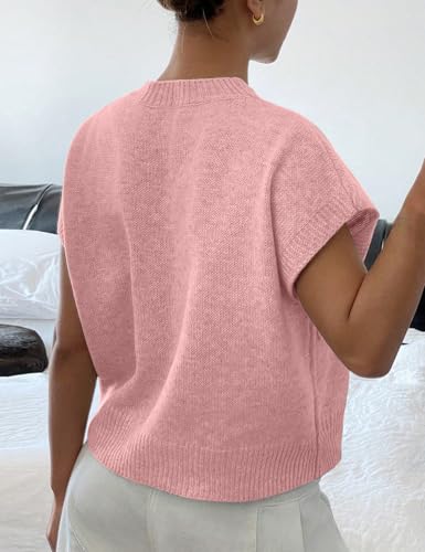 Image of 2026 Womens Floral Sweater Vest Cute Cap Sleeve Tops 3D Flower Decor Knit Tank Top Loose Spring Fall Summer Clothes