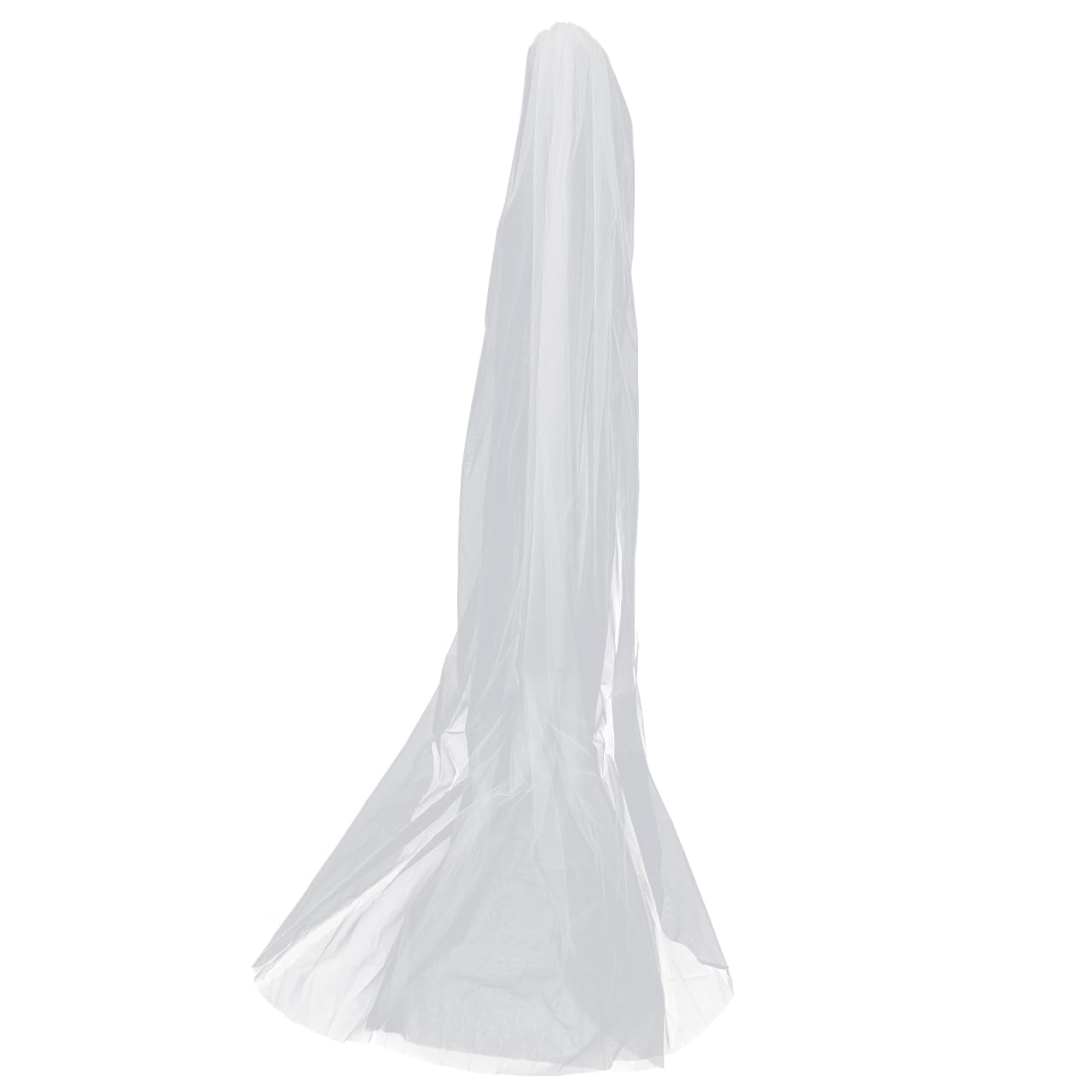 3m Long Double Layer Cathedral Wedding Veil with Comb for Bride, Elegant Floor-Length Bridal Accessory for Church Ceremonies (White)