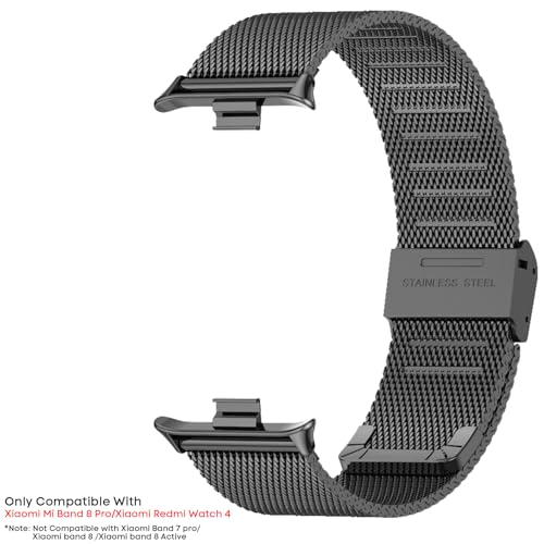 BDIG Replacement Strap Compatible with Redmi Watch 4, Stainless Steel Metal Adjustable Bracelet for Women/Men, Black - Image 2