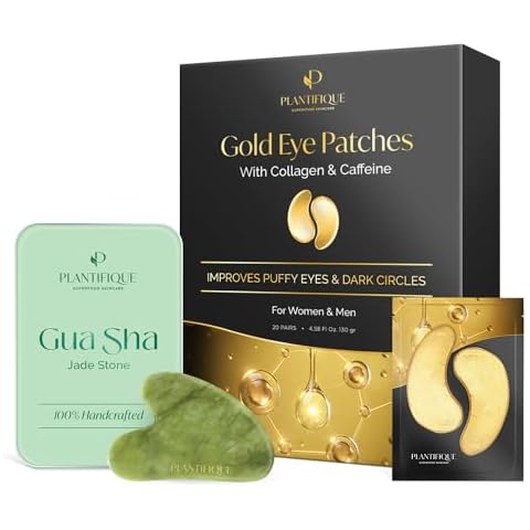 PLANTIFIQUE Gua Sha Facial Tools and Under Eye Patches for Dark Circles and Puffiness (20 Pairs) Cover