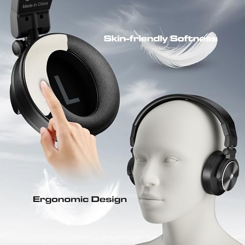 Image of PUPGSIS Wired Over Ear Headphones: Studio Monitor Headphones - 40kHz Hi-Res Recording Mixing DJ Podcast - 1 /4 to 3.5mm Audio Jack for Recording /Mixing /Podcast /Guitar /Piano, Gray