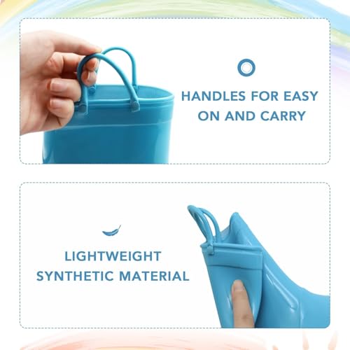 EUXTERPA Boys Girls Waterproof Rain Boots Kids Toddler Solid Color Boots with Easy On Handles4