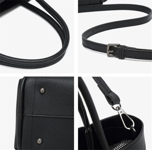 Bolso tipo cubo vegano para mujer, tote, bandolera y de mano, con asa superior miniatura 7