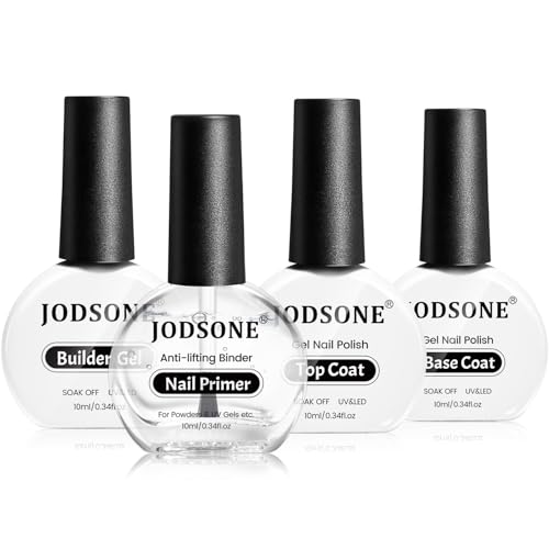 JODSONE 4×10ml Nail Primer, Base/Top Coat, Builder Gel