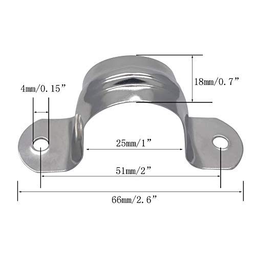 3/4Inch Rigid Pipe Strap Clamp, Two Hole Strap,U Bracket Tube Clip, Stainless Steel Heavy Duty Pipe Fasten Holder, 50Pcs (25Mm) #TOP1