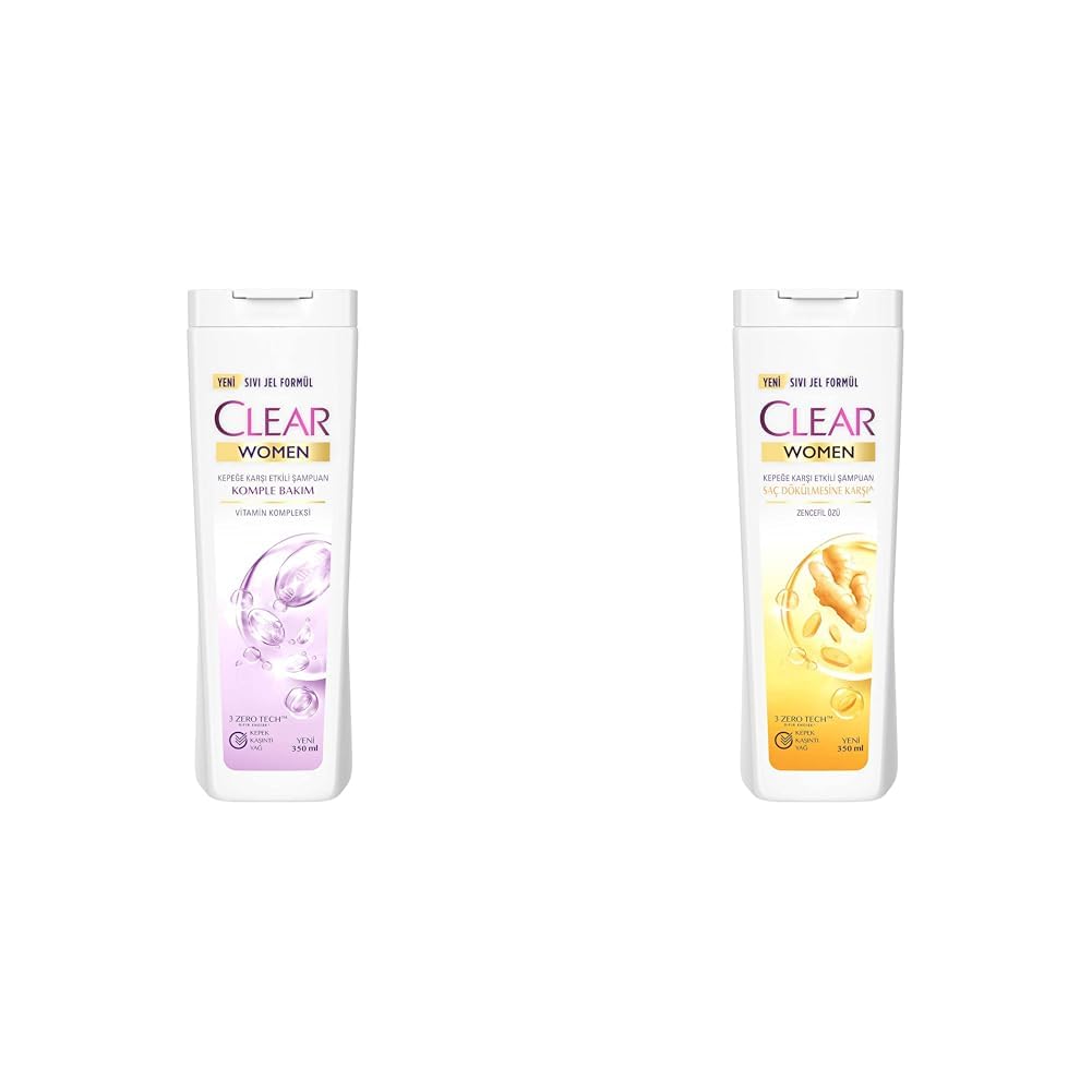 Clear Women Komple Bakım Vitamin Kompleksi Kepeğe Karşı Etkili Şampuan 350 ml(1) Clear Women Saç Dökülmesine Karşı Zencefil Özü Kepeğe Karşı Etkili Şampuan 350 ml(1)