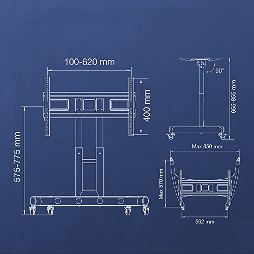 Soporte universal para TV de piso con ajuste vertical y rotación de 90° miniatura 2