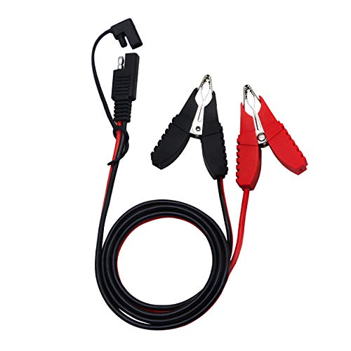 CERRXIAN 3.2ft 12V 14AWG Alligator Butterfly Clip to SAE Connector Quick Release Disconnect Car Solar Power Charging Extension Cord,Black & Red B