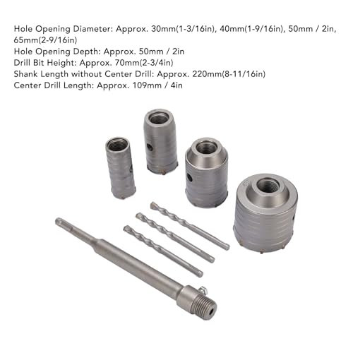 Kit de brocas para concreto 5 piezas Luocute con tamaños 30mm a 65mm miniatura 6