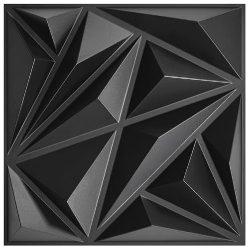 STICKGOO Black 3D Wall Panels for Interior Wall Decor, 12''x12''