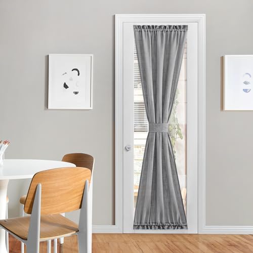 NICETOWN French Door Curtain with Bonus Tieback, Casual French Window Covering Sheer Drapes for Balcony 25 Inches Wide by 72 Inches Long, Front Back D