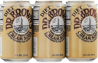 Dr. Brown Diet Cream Soda, Pack of 48, 12oz Cans